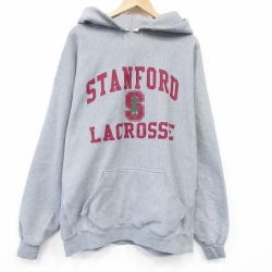 XL★古着 長袖 スウェット パーカー メンズ 00年代 00s ラクロス 大きいサイズ  USA製 グレー 霜降り 26jan14