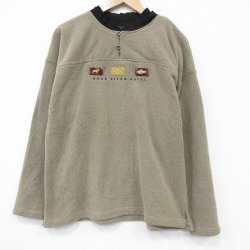 L★古着 長袖 スウェット メンズ 90年代 90s HOOD ヘンリーネック カナダ製 ベージュ 26jan14