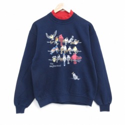 【20%OFF】90s 長袖スウェット 鳥 ネイビー M | 古着