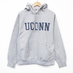 L★古着 MVスポーツ 長袖 スウェット パーカー メンズ 00年代 00s UCONN グレー 霜降り 26jan26