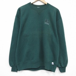 L★古着 ラッセル 長袖 スウェット メンズ 90年代 90s ワンポイントロゴ クルーネック USA製 緑【spe】 26jan26