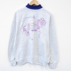 XL★古着 ジャージーズ 長袖 スウェット メンズ 90年代 90s 馬 タートルネック ハイネック USA製 薄グレー 霜降り 26jan31