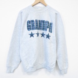 L★古着 フルーツオブザルーム 長袖 スウェット メンズ 90年代 90s グランパ クルーネック USA製 薄グレー 霜降り 26jan31