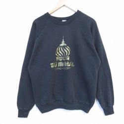 L★古着 フルーツオブザルーム 長袖 スウェット メンズ 90年代 90s カジノリゾート クルーネック USA製 黒 26feb06