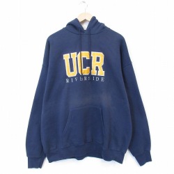 XL★古着 ジャンスポーツ 長袖 スウェット パーカー メンズ 90年代 90s UCR USA製 紺 26feb06