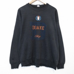 XL★古着 ジャンスポーツ 長袖 スウェット メンズ 90年代 90s DOANE クルーネック USA製 濃紺26feb03