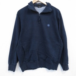 L★古着 ノーティカ 長袖 ブランド ハーフジップ スウェット メンズ ワンポイントロゴ コンペティション 薄紺 26feb04