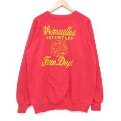 XL★古着 ヘインズ 長袖 スウェット メンズ 90年代 90s 消防署 ラグラン クルーネック USA製 赤 26feb05