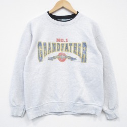 M★古着 長袖 スウェット メンズ 90年代 90s グランドファーザー クルーネック USA製 薄グレー 霜降り 26feb05