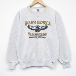 M★古着 ラッセル 長袖 スウェット メンズ 90年代 90s ユースレスリング クルーネック USA製 薄グレー 霜降り 26feb05