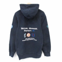 L★古着 長袖 スウェット パーカー メンズ SECURE 黒 26feb14