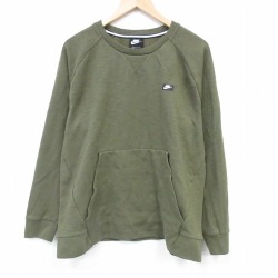 XL★古着 ナイキ NIKE  長袖 トップス メンズ ワンポイントロゴ ラグラン クルーネック 薄緑 26feb14