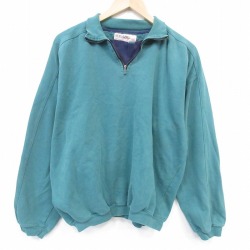 00s ハーフジップ長袖スウェット グリーン XL | 古着