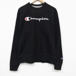 M★古着 チャンピオン champion 長袖 スウェット メンズ ビッグロゴ クルーネック 黒 26feb17