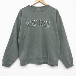 L★古着 長袖 スウェット メンズ 00年代 00s MARCO 刺繍 クルーネック USA製 薄緑 26feb17