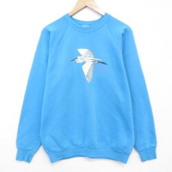 【20%OFF】フルーツオブザルーム 80s 長袖スウェット 鳥 ライトブルー L | 古着