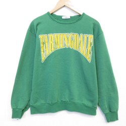L★古着 長袖 スウェット メンズ 80年代 80s FARMINGDALE クルーネック USA製 緑 26feb18