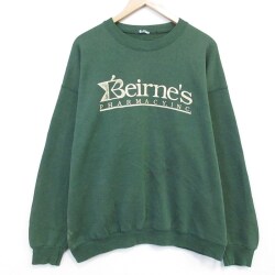 XL★古着 長袖 スウェット メンズ 90年代 90s Beirnes 大きいサイズ クルーネック 緑 26feb18