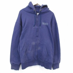 XL★古着 キャンバー 長袖 フルジップ スウェット パーカー メンズ 90年代 90s MCNEIL 大きいサイズ USA製 紺 内側サーマル【spe】 26feb20