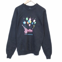 M★古着 スクリーンスターズ 長袖 スウェット メンズ 80年代 80s ショータイム ラグラン クルーネック USA製 黒 26feb20