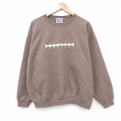 XL★古着 ヘインズ 長袖 スウェット メンズ 00年代 00s 柵 クルーネック ベージュ 26feb20