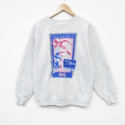 M★古着 フルーツオブザルーム 長袖 スウェット メンズ 90年代 90s 陸上 ラグラン クルーネック USA製 薄グレー 霜降り 26feb20
