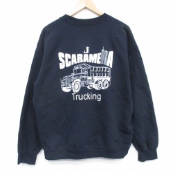 L★古着 長袖 スウェット メンズ 00年代 00s トラック クルーネック 黒 26feb24