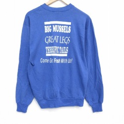 M★古着 ジャージーズ 長袖 スウェット メンズ 90年代 90s BIG MUSSELS クルーネック USA製 青 26feb21