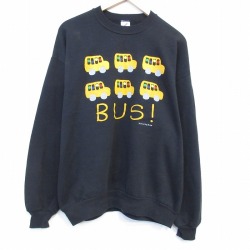 XL★古着 ジャージーズ 長袖 スウェット メンズ 90年代 90s バス クルーネック USA製 黒【spe】 26feb21