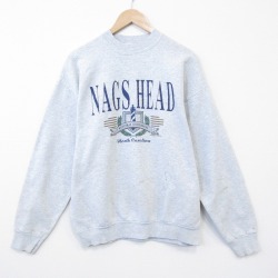 L★古着 フルーツオブザルーム 長袖 スウェット メンズ 90年代 90s NAGS クルーネック USA製 薄グレー 霜降り 26feb21