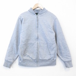 M★古着 キャンバー 長袖 フルジップ スウェット メンズ 90年代 90s 無地 USA製 薄グレー 霜降り 内側サーマル【spe】 26feb21