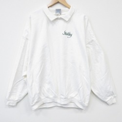 XL★古着 長袖 スウェット メンズ 90年代 90s Stickley 大きいサイズ コットン 襟付き USA製 白 26feb24