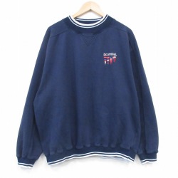 XL★古着 長袖 スウェット メンズ 00年代 00s カーニバル 大きいサイズ モックネック ハイネック ネイビー 26jun18