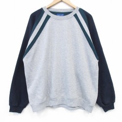 XL★古着 タウンクラフト 長袖 スウェット メンズ 90年代 90s ラグラン クルーネック グレー 霜降り 26jun18