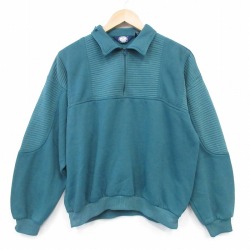 XL★古着 長袖 ハーフジップ スウェット メンズ 80年代 80s 襟付き ライトブルー 26jun18