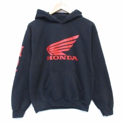 M★古着 長袖 スウェット パーカー メンズ ホンダ ブラック 26jun18
