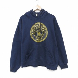 ミリタリー 90s 長袖パーカー リフレクター ネイビー XL | 古着