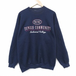 L★古着 TULTEX 長袖 スウェット メンズ 90年代 90s TCTC クルーネック 紺 26feb27