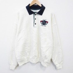 XL★古着 長袖 スウェット メンズ 90年代 90s NCCC 襟付き USA製 白 26feb27