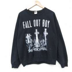 L★古着 長袖 ロック バンド スウェット メンズ フォールアウトボーイズ クルーネック 黒 26feb28