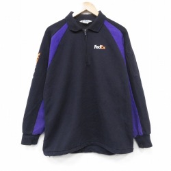 FedEX 長袖ハーフジップスウェット ツートンカラー ブラック XL | 古着