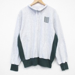 XL★古着 長袖 スウェット メンズ 90年代 90s リバースタイプ 大きいサイズ ツートンカラー モックネック ハイネック USA製 グレー 霜降り 26jun18
