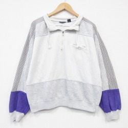 L★古着 長袖 ハーフジップ スウェット メンズ 90年代 90s グレー 霜降り 26jun18