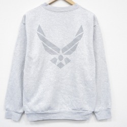 M★古着 長袖 スウェット メンズ ミリタリー USエアフォース リフレクタークルーネック USA製 薄グレー 霜降り 26mar03