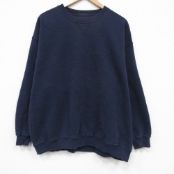 XL★古着 ラッセル 長袖 スウェット メンズ 無地 大きいサイズ クルーネック 薄紺【spe】 26mar03