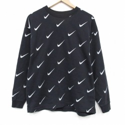 L★古着 ナイキ NIKE 長袖 スウェット メンズ クルーネック 黒 26mar03