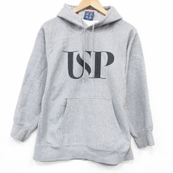 M★古着 MVスポーツ 長袖 スウェット パーカー メンズ 00年代 00s USP 薄グレー 霜降り 26mar03