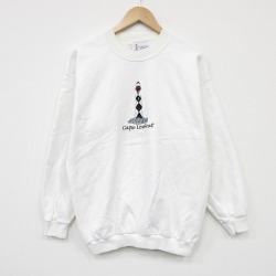 M★古着 長袖 スウェット メンズ 00年代 00s 灯台 クルーネック 白 26mar05