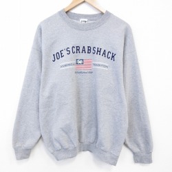 L★古着 長袖 スウェット メンズ 00年代 00s ジョーズ クラブシャーク クルーネック USA製 グレー 霜降り 26mar02