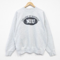 XL★古着 フルーツオブザルーム 長袖 スウェット メンズ 90年代 90s NIU クルーネック USA製 薄グレー 霜降り 26mar04